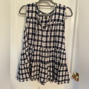 ANTHROPOLOGIE Pilcro and the Letterpress Gingham Tunic Shirt Large Petite EUC